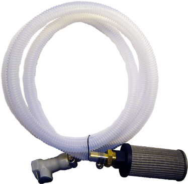 Acetone-Resistant Fill Pump Hose Input Assembly with Standard Pump Strainer and quick-disconnect for standard 5 Gallon and 10 Gallon Laboratory Recyclers